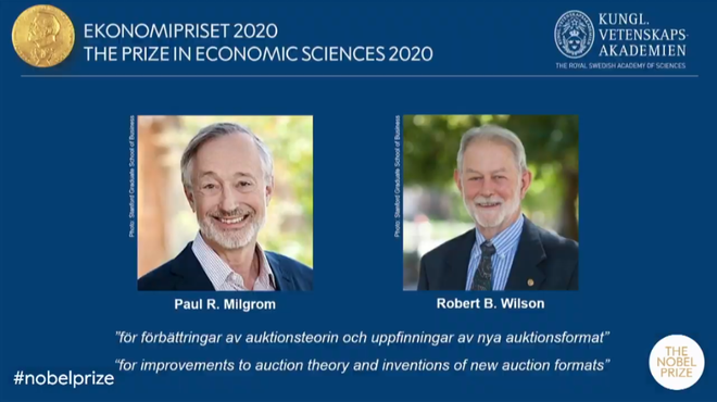 Ngày 12/10/2020 GS. Paul Milgrom và GS. Robert Wilson đã được trao giải Nobel Kinh tế 2020